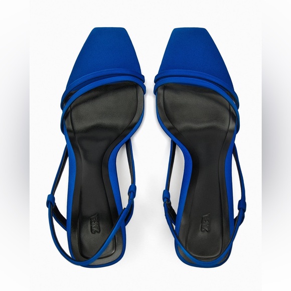 Zara STRAPPY HEELED SANDALS. Blue. Size 6.5. New with Tags. - Picture 7 of 8